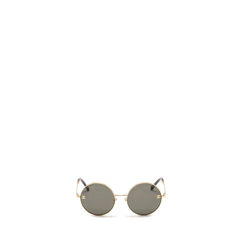 Chanel Round Sunglasses Metal Brown