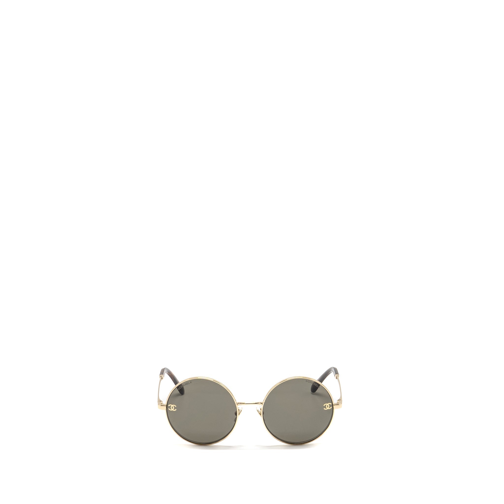 Chanel Round Sunglasses Metal Brown
