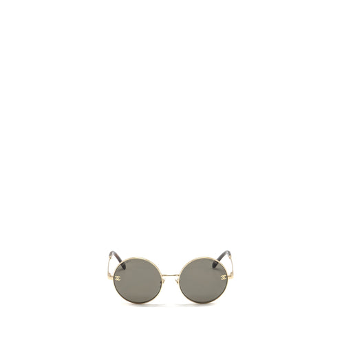Chanel Round Sunglasses Metal Brown
