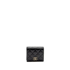Chanel Detailed CC Logo Quilted Wallet Lambskin Black LGHW (Microchip)