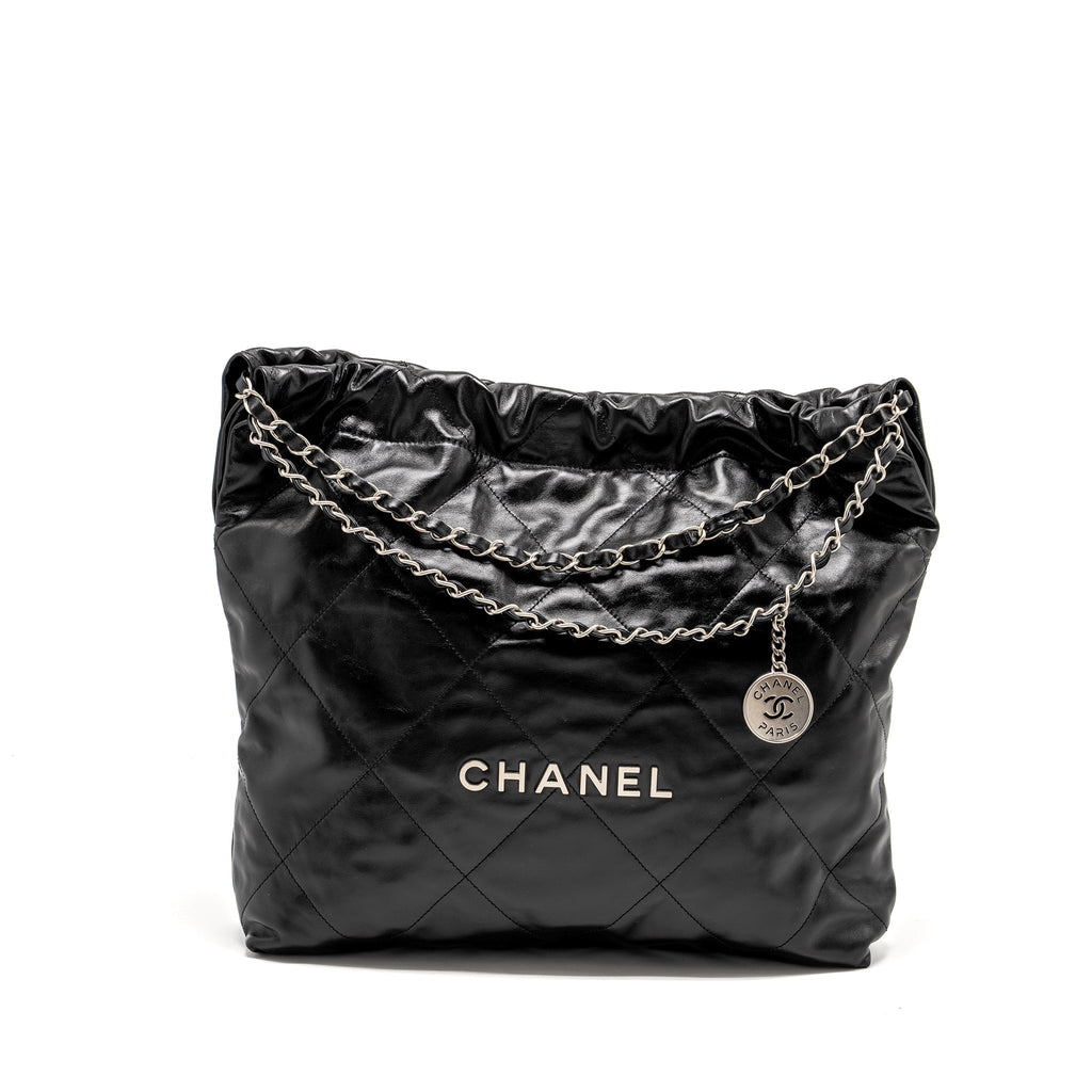 Chanel Medium 22 Shiny Calfskin Black SHW (Microchip)