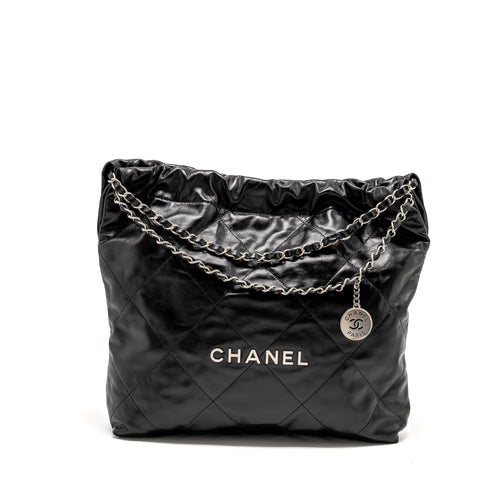 Chanel Medium 22 Shiny Calfskin Black SHW (Microchip)