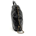 Chanel 22 Backpack Gold Letter Logo Shiny Calfskin Black GHW(microchip)