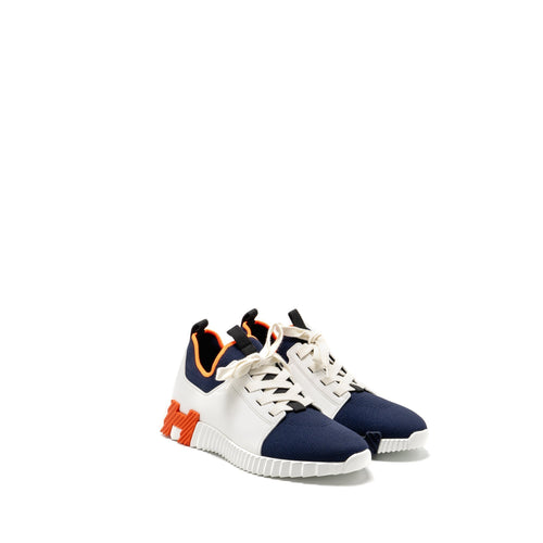 Hermes size 40.5 Men’s Bouncing sneaker white/ navy/ orange
