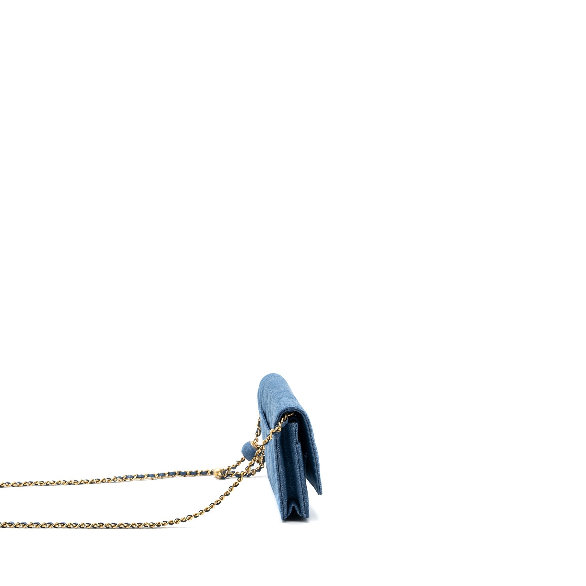 Chanel 22C Pearl Crush wallet on chain Denim blue GHW(microchip)
