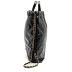 Chanel 22 Backpack Gold Letter Logo Shiny Calfskin Black GHW(microchip)