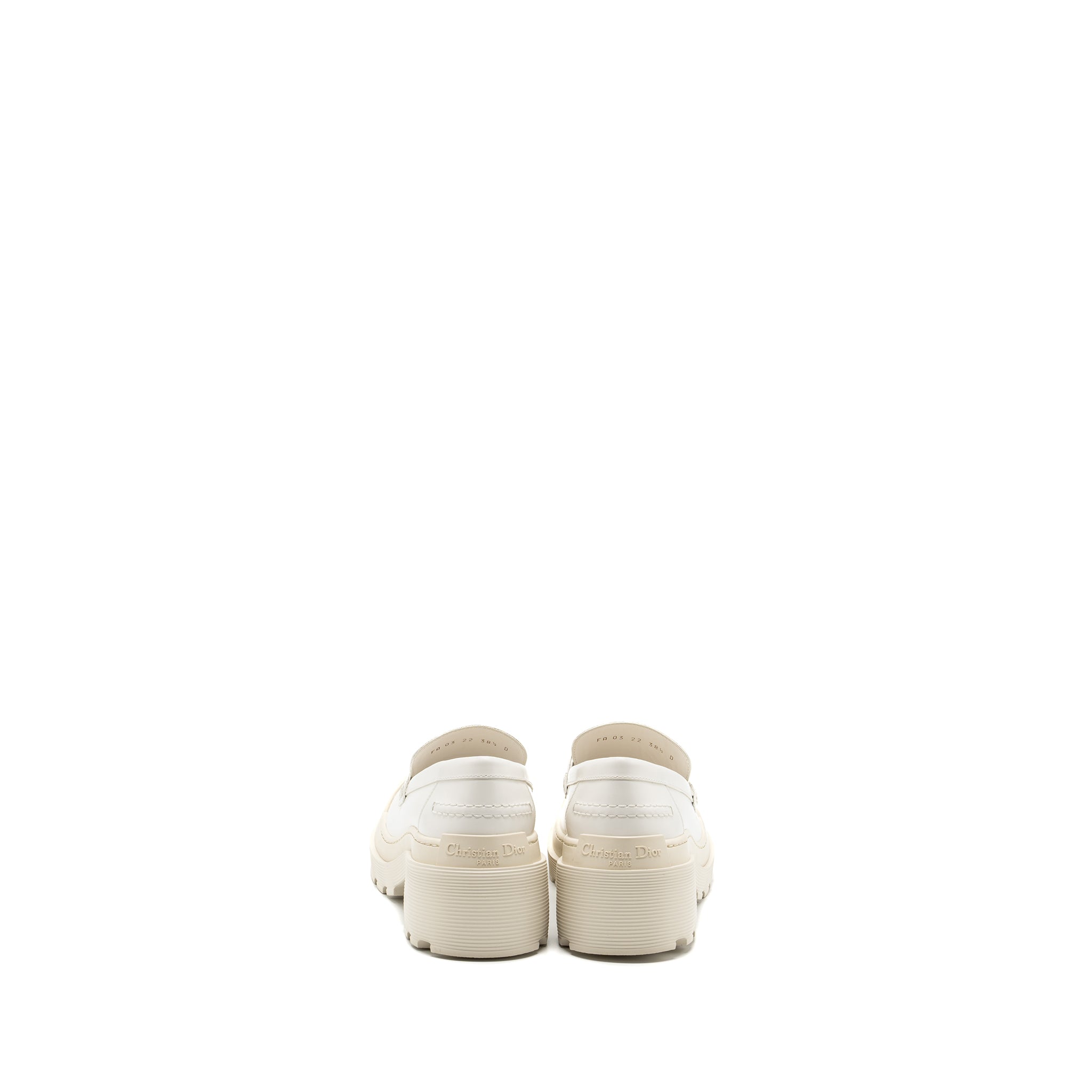 Dior size 38.5 code loafer calfskin white SHW