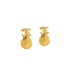 Chanel CC Shell Earrings Crystal Multicolour Gold Tone