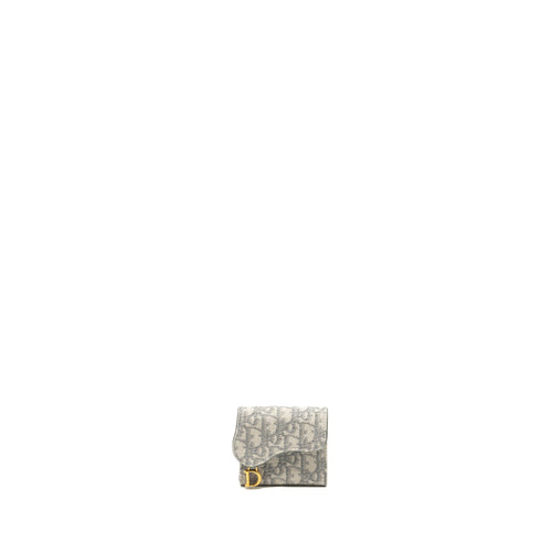 Dior saddle lotus wallet grey oblique jacquard GHW