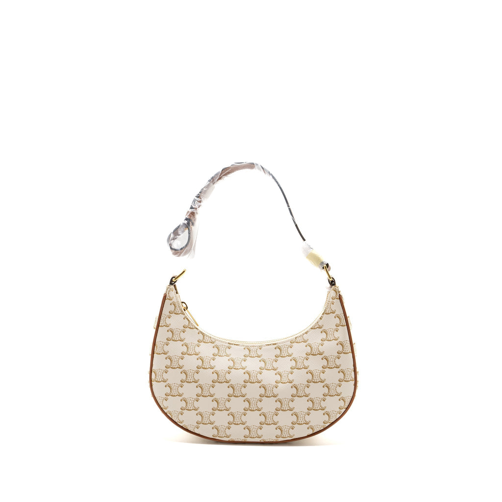Celine Ava Bag Triomphe Canvas/Calfskin White