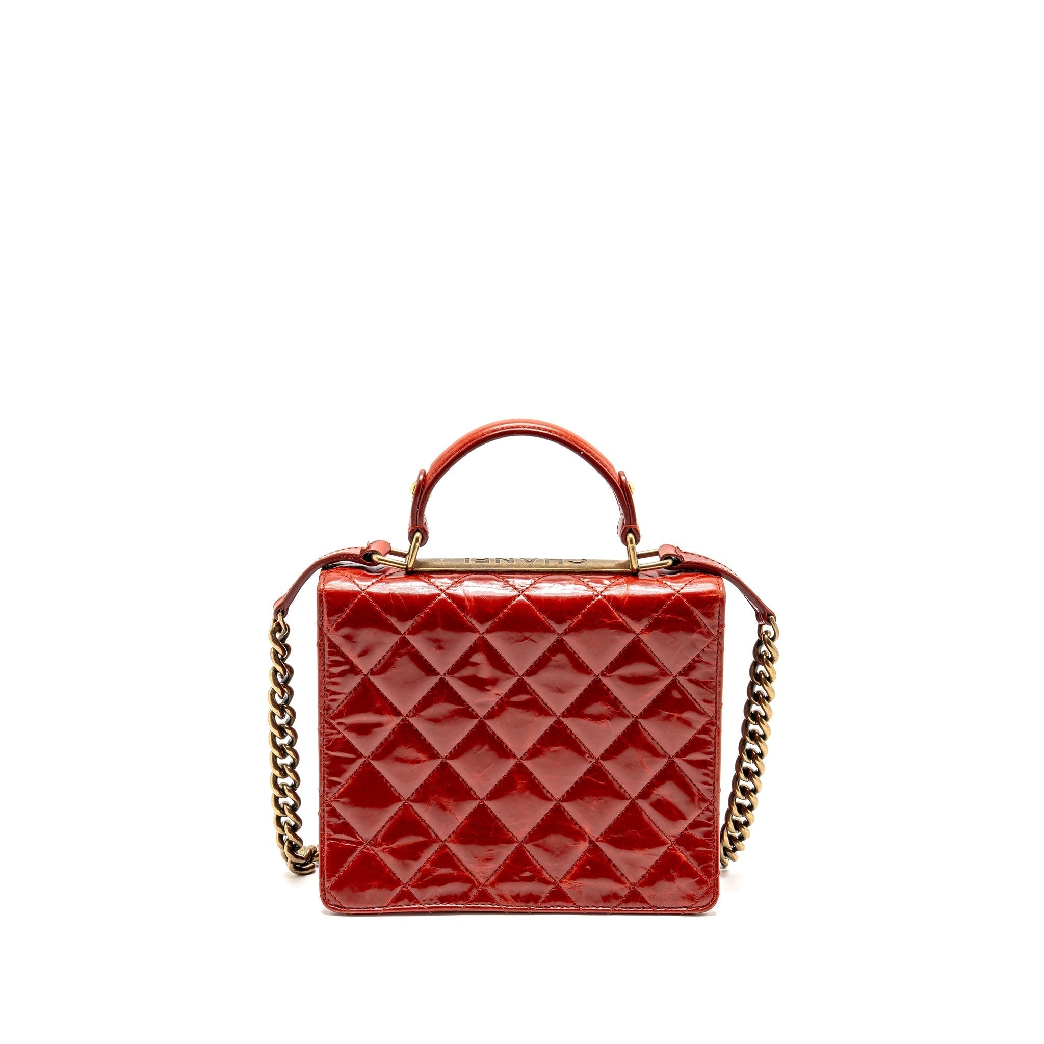 Chanel Large Rita Top Handle Flap Bag Calfskin Dark Red Multicolour Hardware