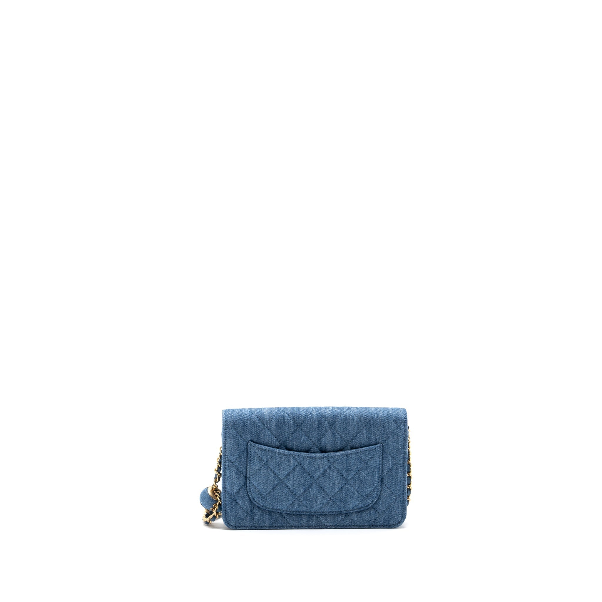 Chanel 22C Pearl Crush wallet on chain Denim blue GHW(microchip)