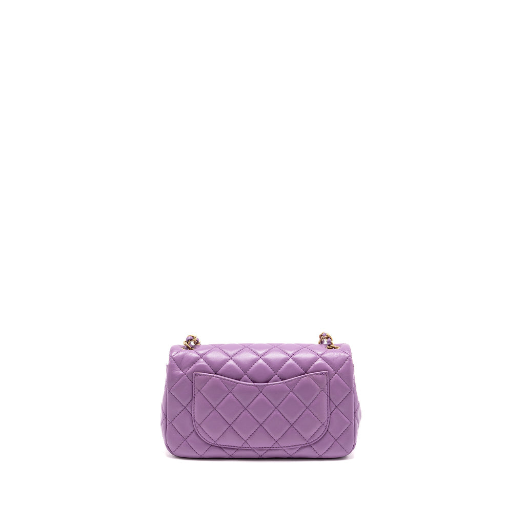 Chanel pearl crush mini rectangular flap bag lambskin purple GHW (Microchip)