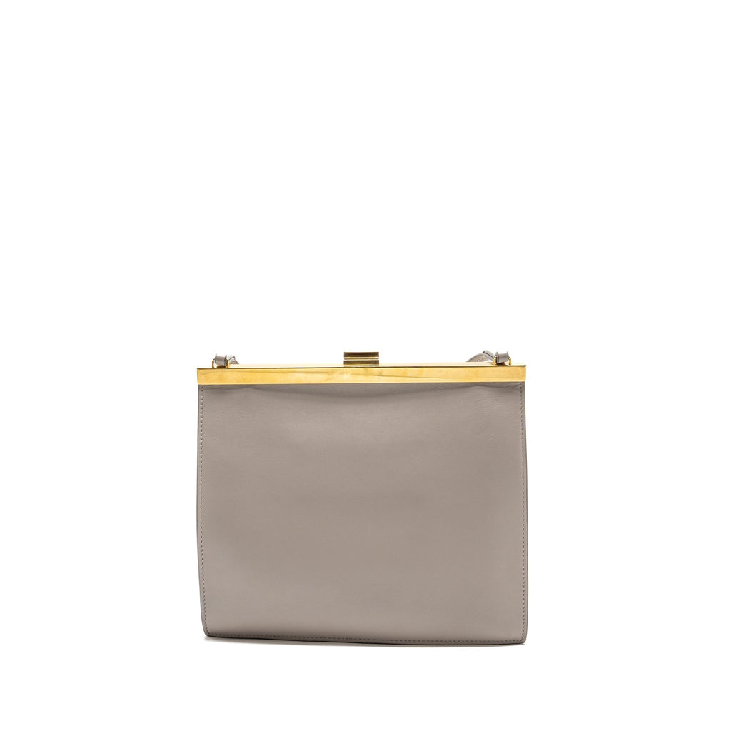 Celine mini clasp shoulder bag light grey leather