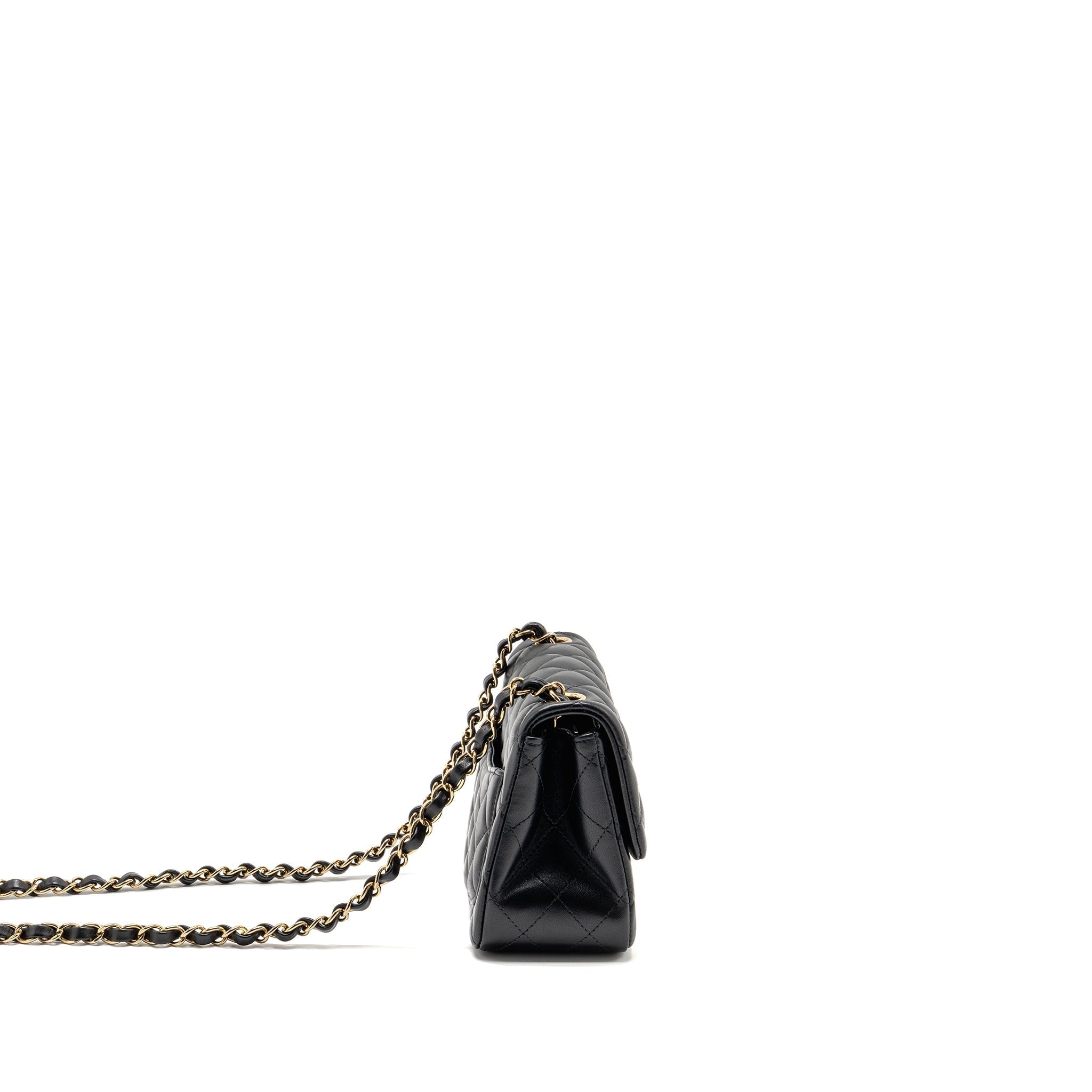 Chanel Mini Square Flap Bag Lambskin Black LGHW (Microchip)