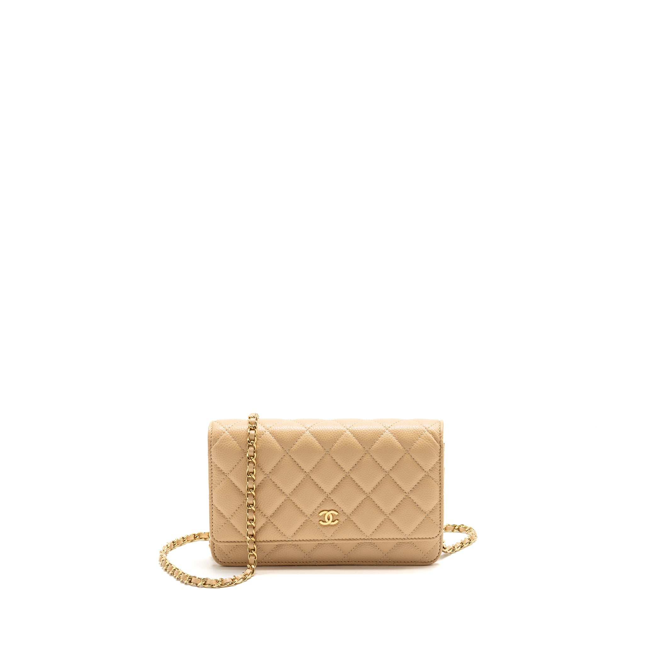 Chanel Classic Wallet On Chain Caviar Beige GHW (microchip)