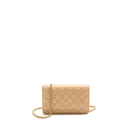 Chanel Classic Wallet On Chain Caviar Beige GHW (microchip)