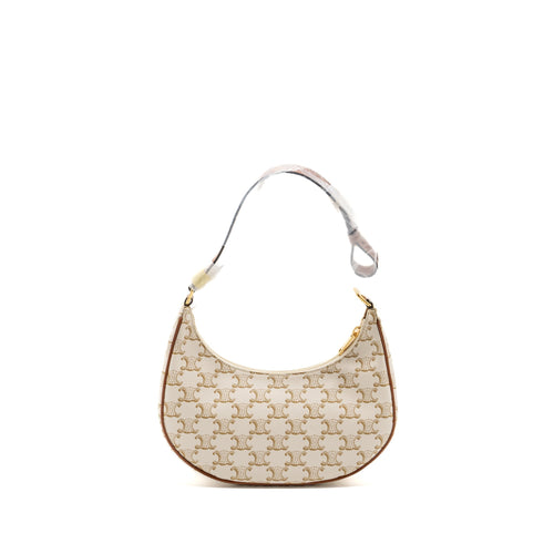 Celine Ava Bag Triomphe Canvas/Calfskin White