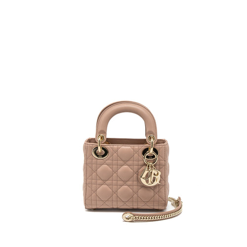 Dior Mini Lady Dior Cannage Lambskin Blush LGHW