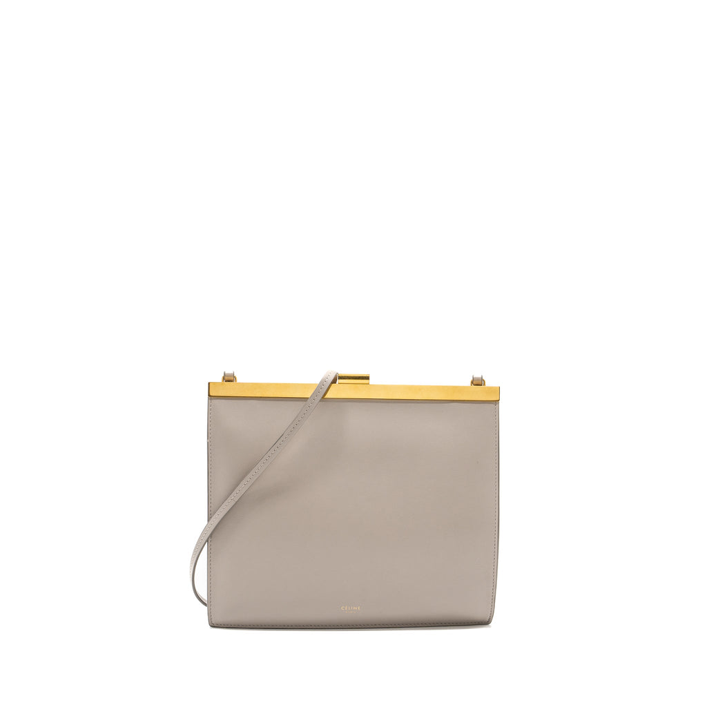 Celine mini clasp shoulder bag light grey leather