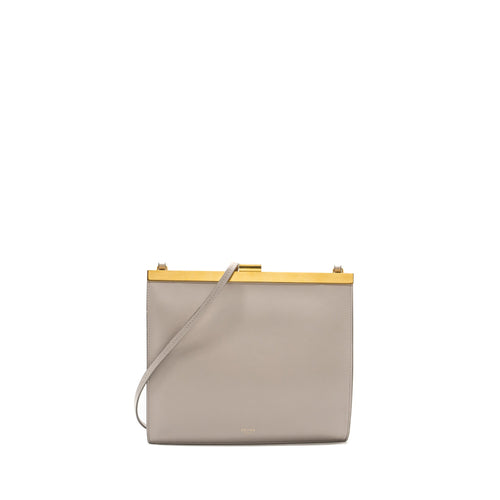 Celine mini clasp shoulder bag light grey leather