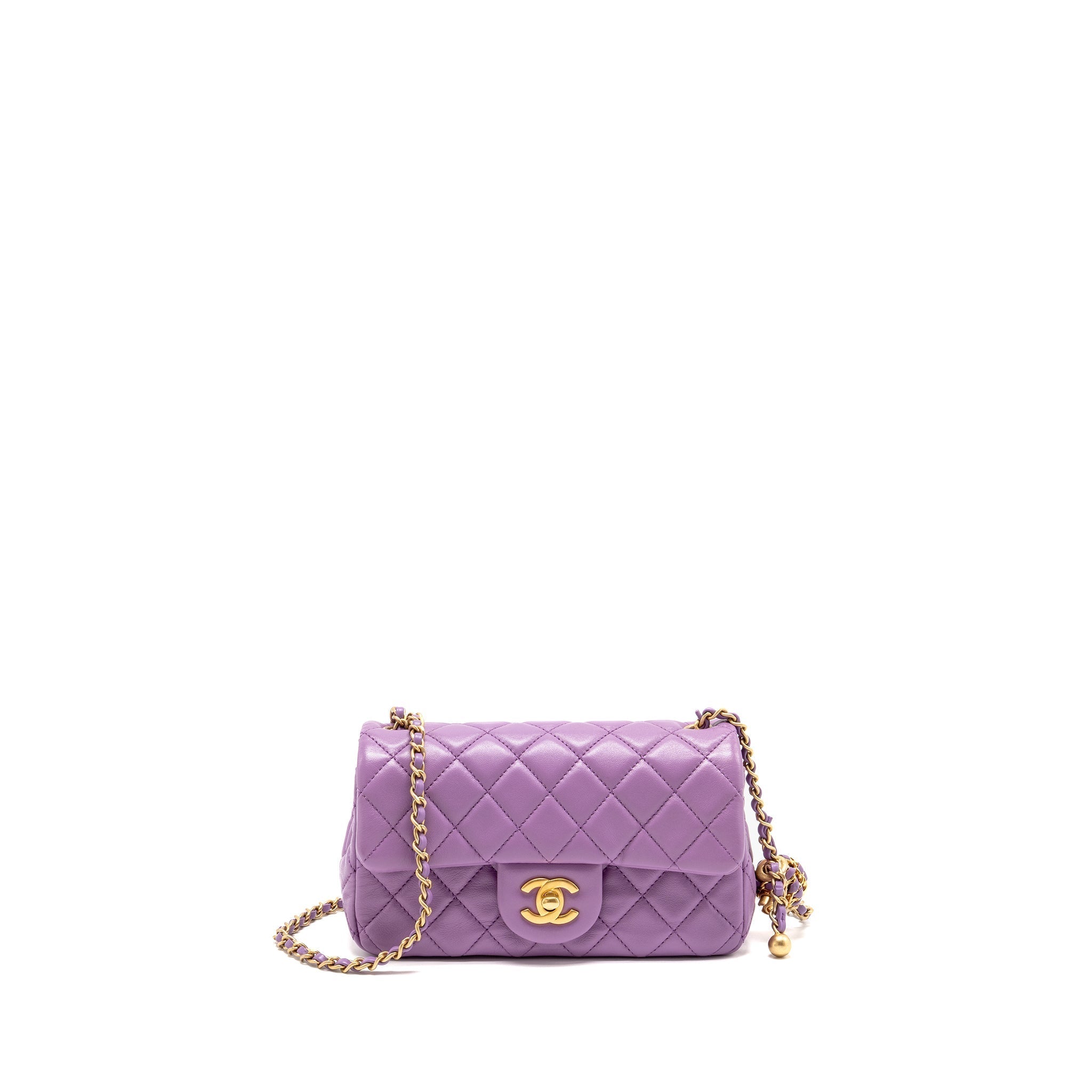 Chanel pearl crush mini rectangular flap bag lambskin purple GHW (Microchip)