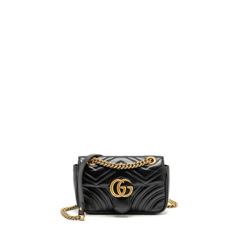 GUCCI Small GG Marmont Shoulder Bag Calfskin Black GHW