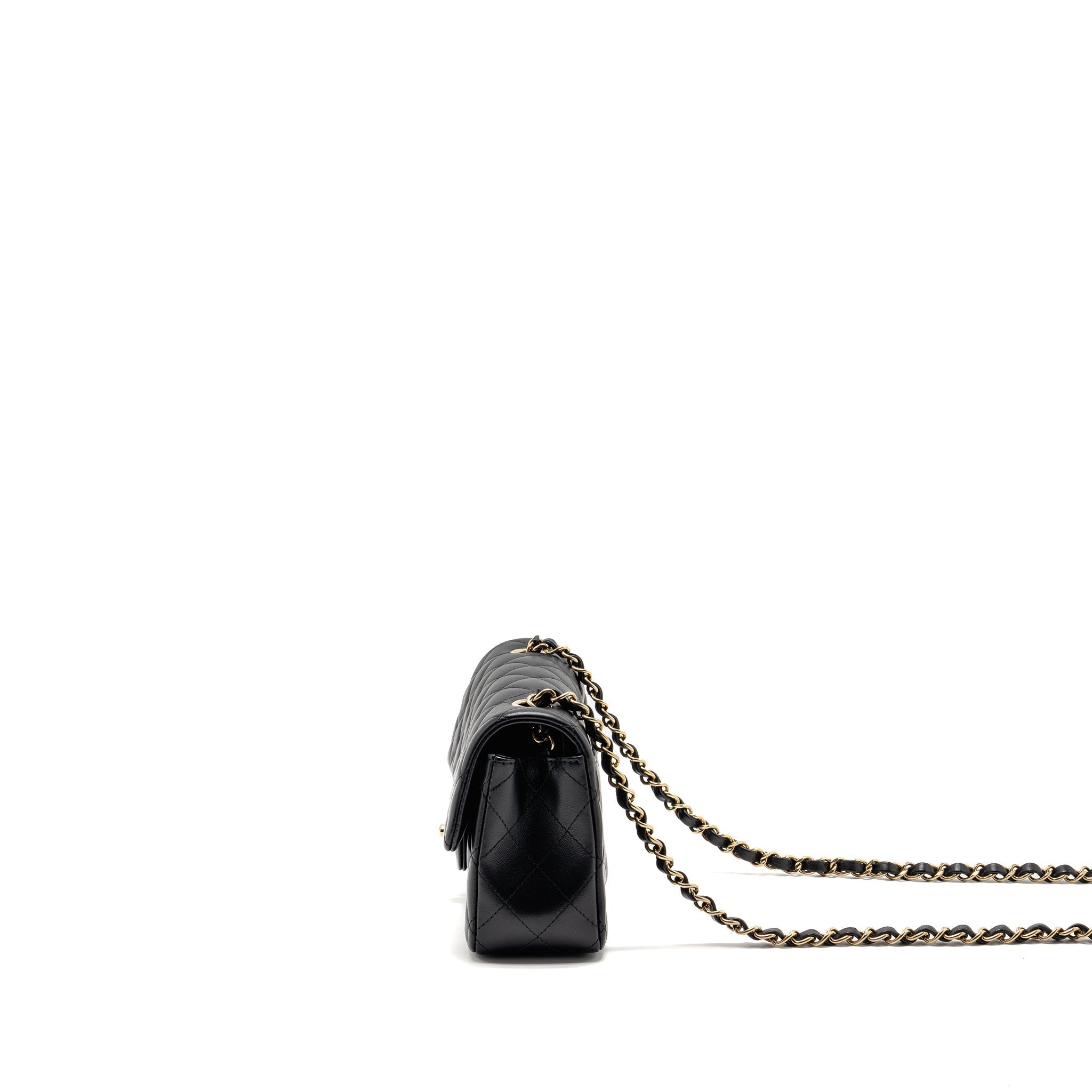 Chanel Mini Rectangular flap bag lambskin black LGHW (microchip)