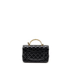 Chanel 24c Detail Top Handle Flap Bag Lambskin Black GHW (microchip)