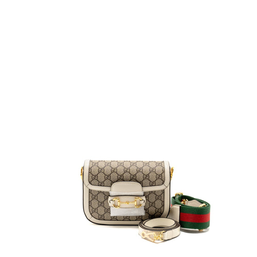 Gucci Mini Horsebit 1955 Bag GG Supreme Canvas/Leather White/Multicolour GHW