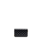 Chanel Pearl Crush Mini Flap Wallet on Chain Lambskin Black GHW (Microchip)
