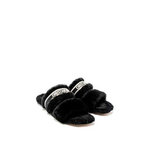 Dior Size 39 Chez Moi Sandals Shearling Black