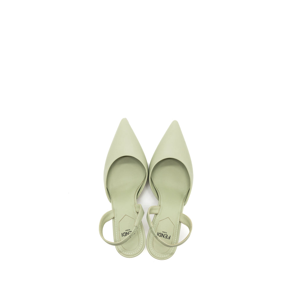 Fendi size 35 fendi first high-heeled slingbacks leather green SHW