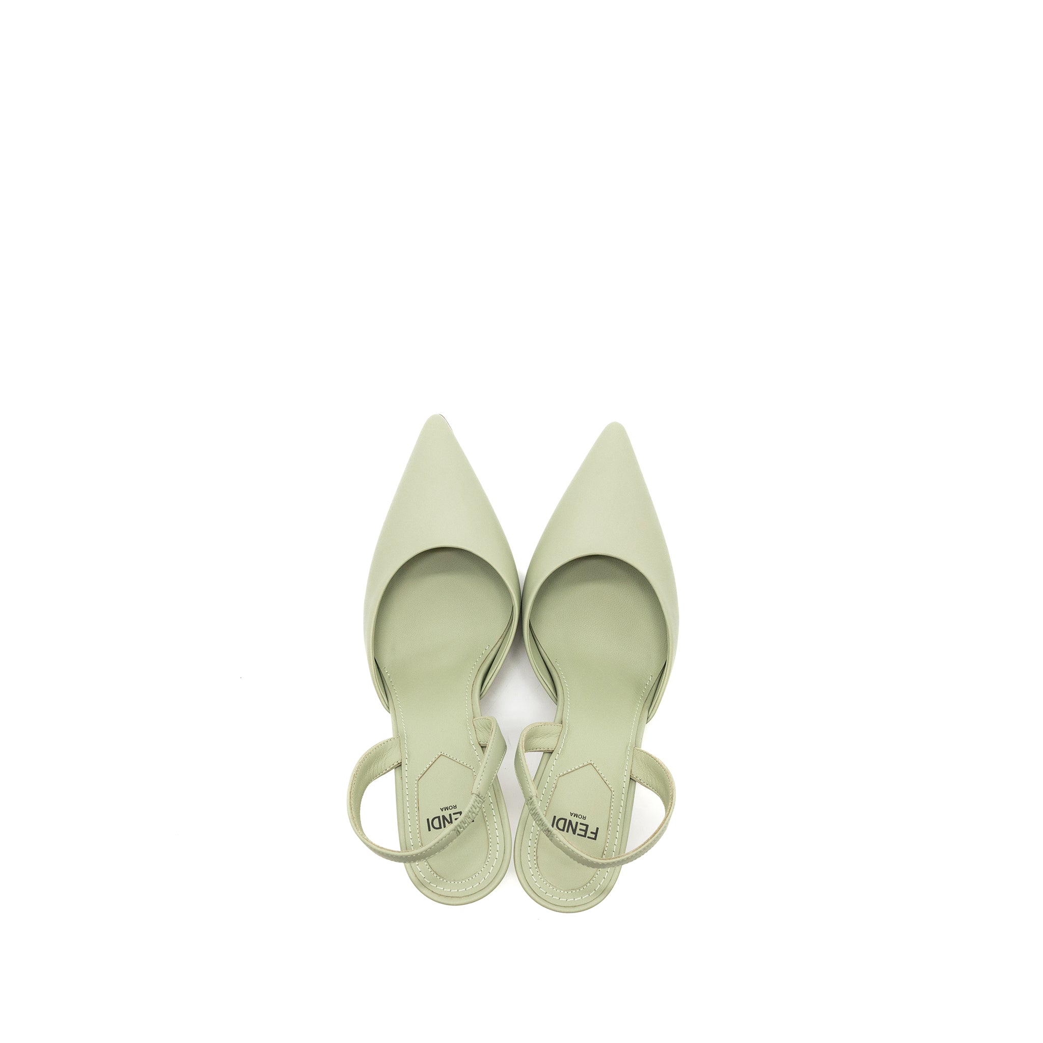 Fendi size 35 fendi first high-heeled slingbacks leather green SHW