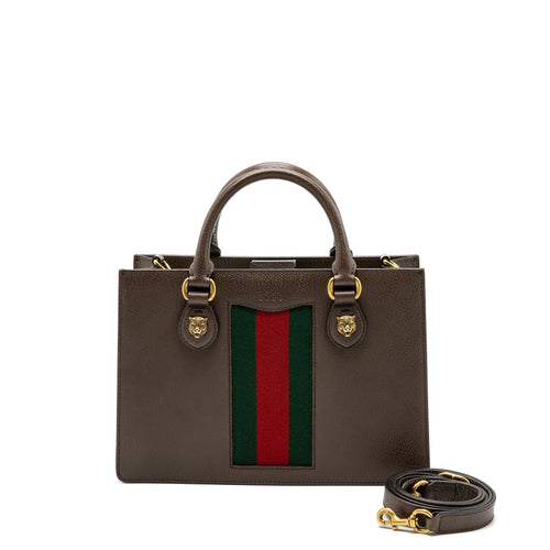 Gucci top handle tote bag calfskin dark brown GHW