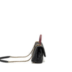 Chanel Small Coco Handle with Python Handle caviar Black/Burgundy GHW