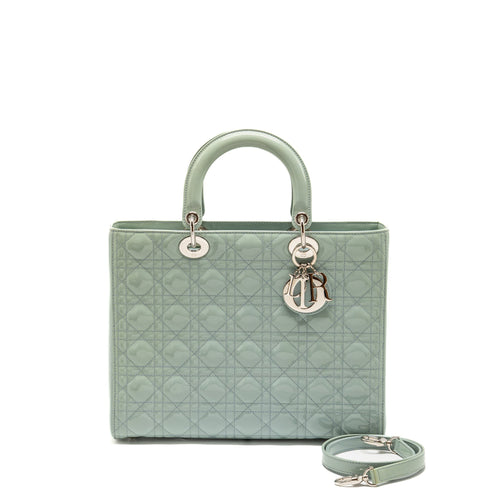 Dior Large Lady Dior Patent Light Blue SHW