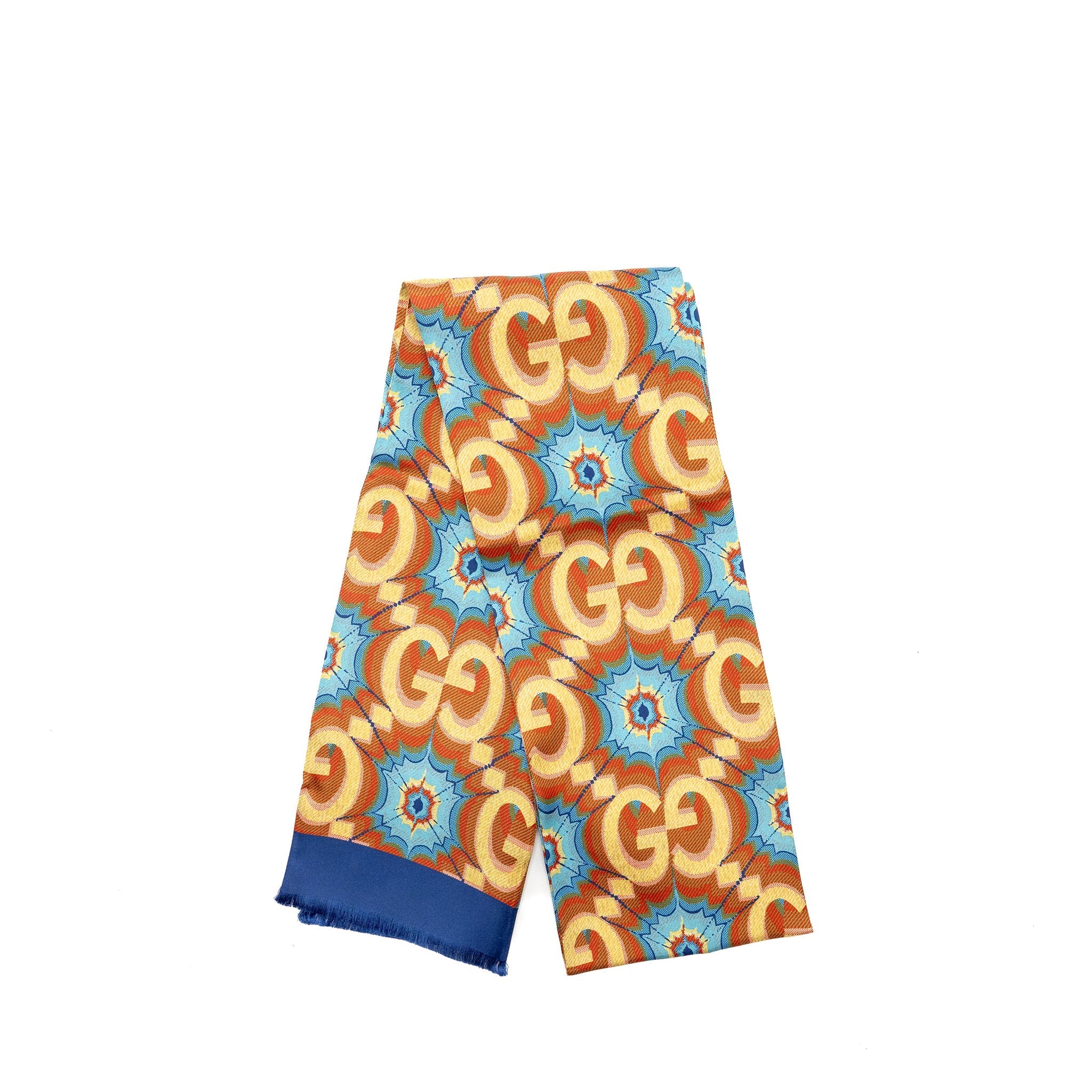 Gucci 100th Anniversary Limited Edition 17/2 x 180 Scarf GG Logo Silk Multicolor