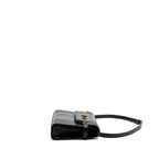 Saint Laurent Manhattan Shoulder Bag Crocodile-Embossed Black GHW