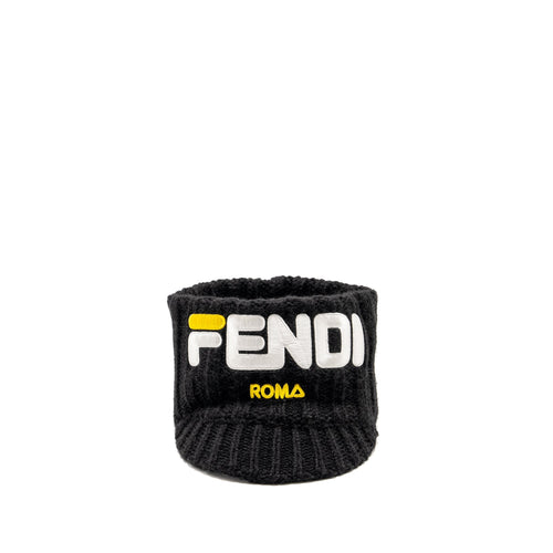Fendi Mania Logo-Embroidered Knitted Headband Cap hat Alpaca/Wool Black/Multicolour