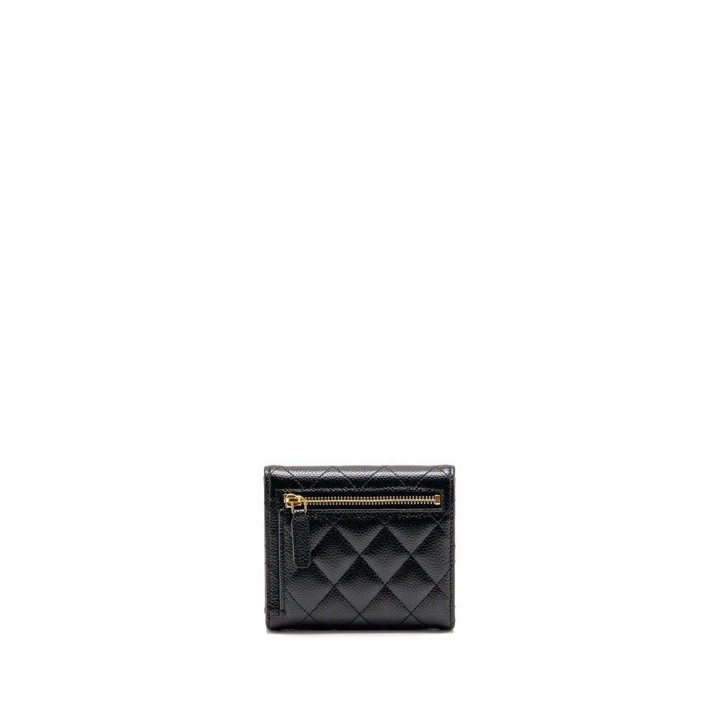 Chanel Small Classic Compact Wallet Caviar Black GHW (Microchip)