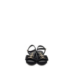 Chanel Size 36 24K Crystal CC Logo Sandals Velvet Black LGHW