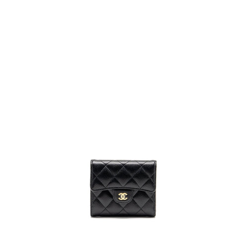 Chanel Small Classic Compact Wallet Caviar Black GHW (Microchip)