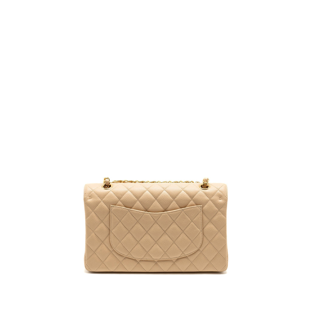 Chanel Medium Classic Double flap Caviar Beige GHW