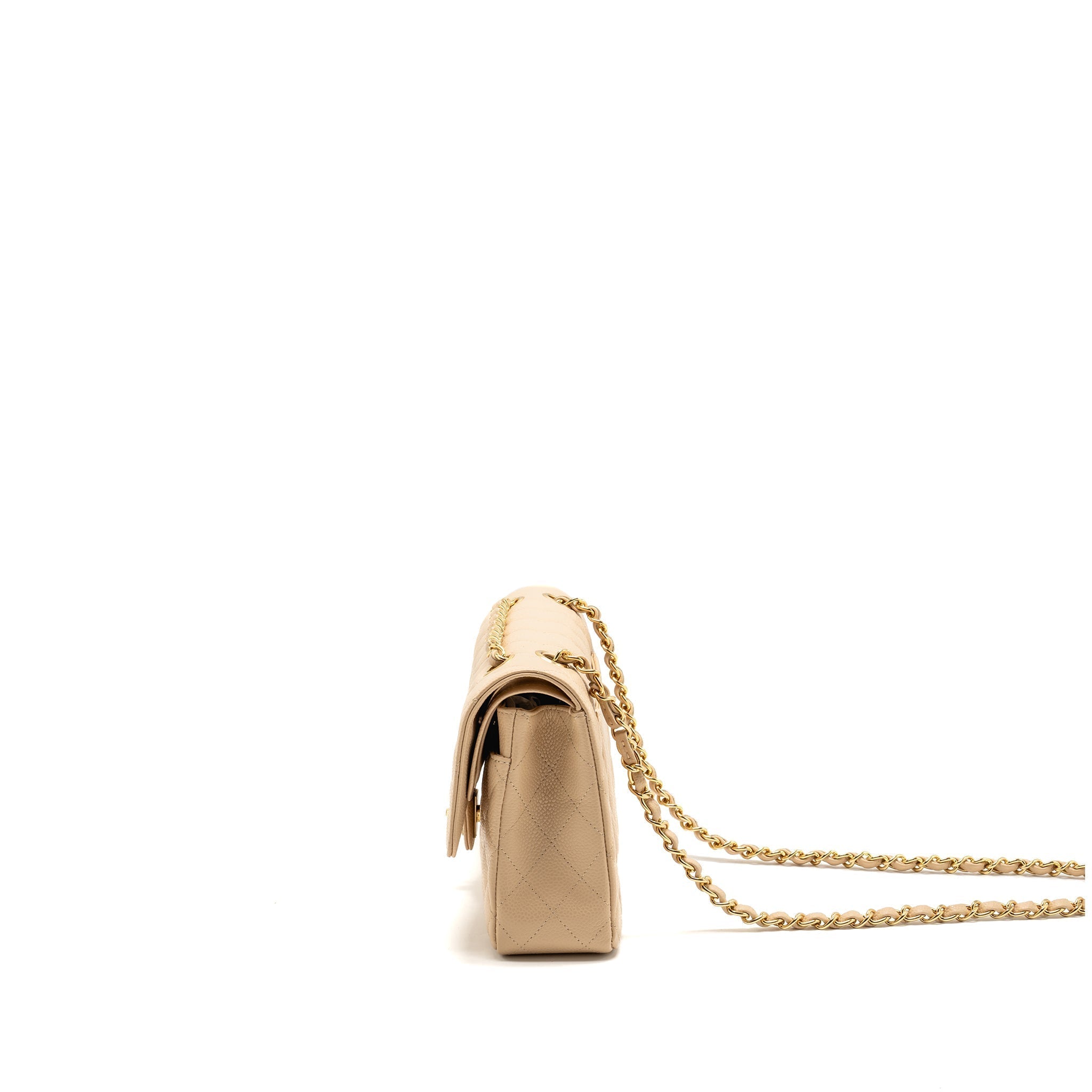 Chanel Medium Classic Double flap Caviar Beige GHW