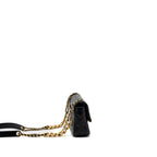 Chanel seasonal mini square flap bag with detailed chain strap calfskin black GHW (Microchip)