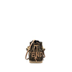 Fendi Mini Mon Tresor Bucket Bag FF Jacquard Fabric/Calfskin Brown GHW