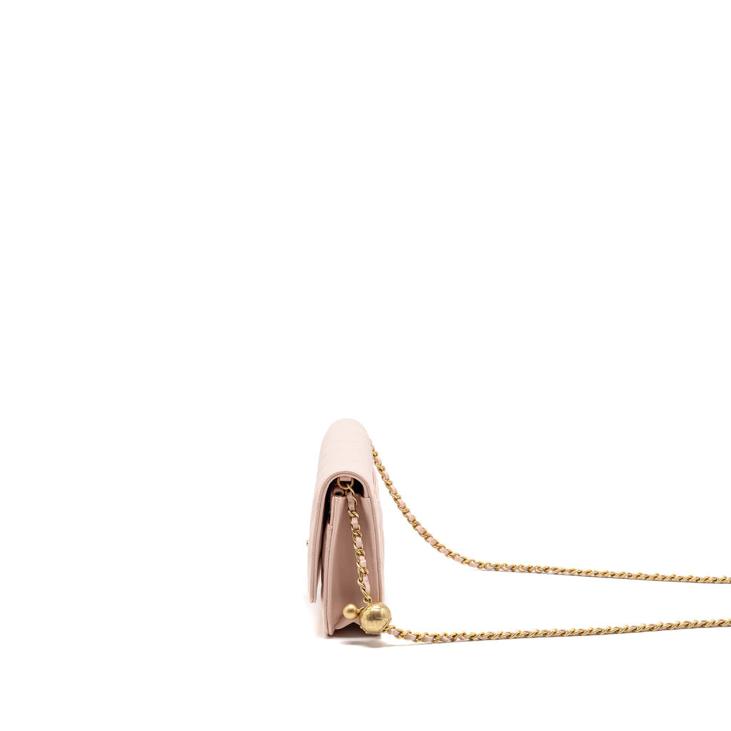 Chanel Pearl crush wallet on chain lambskin light pink GHW (Microchip)