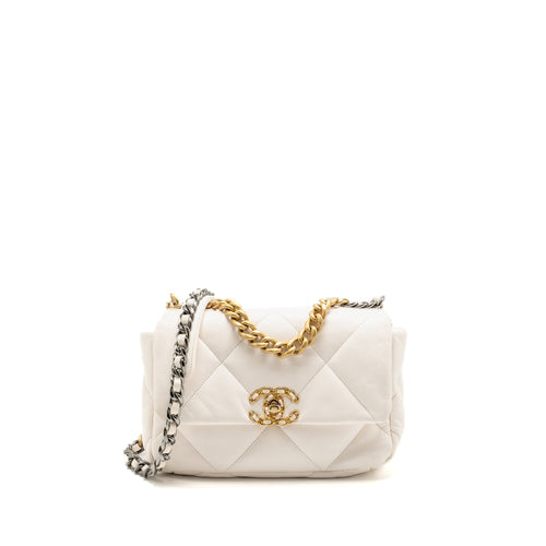 Chanel Small 19 bag lambskin white multicolor hardware
