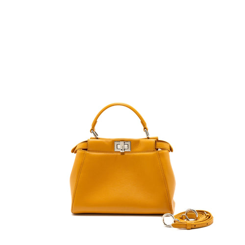 Fendi Mini Peekaboo Lambskin Bright Yellow SHW
